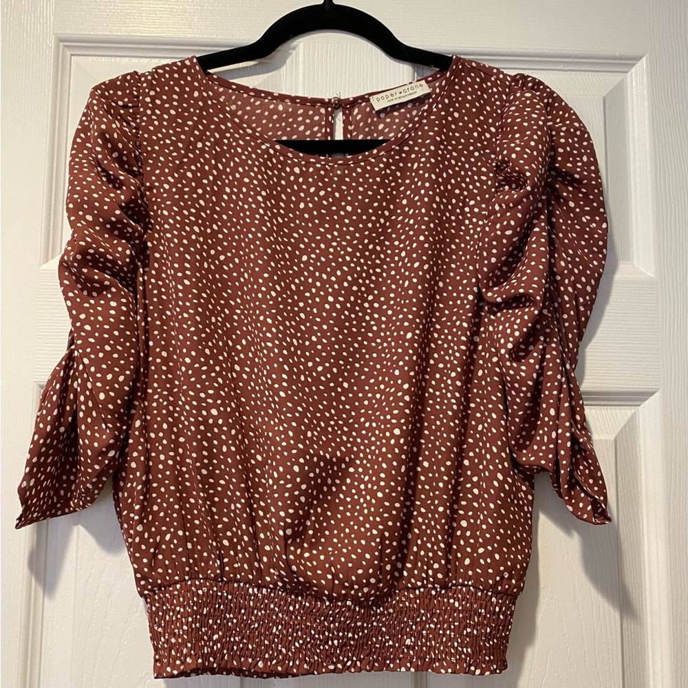 Brown Polka Dot Blouse